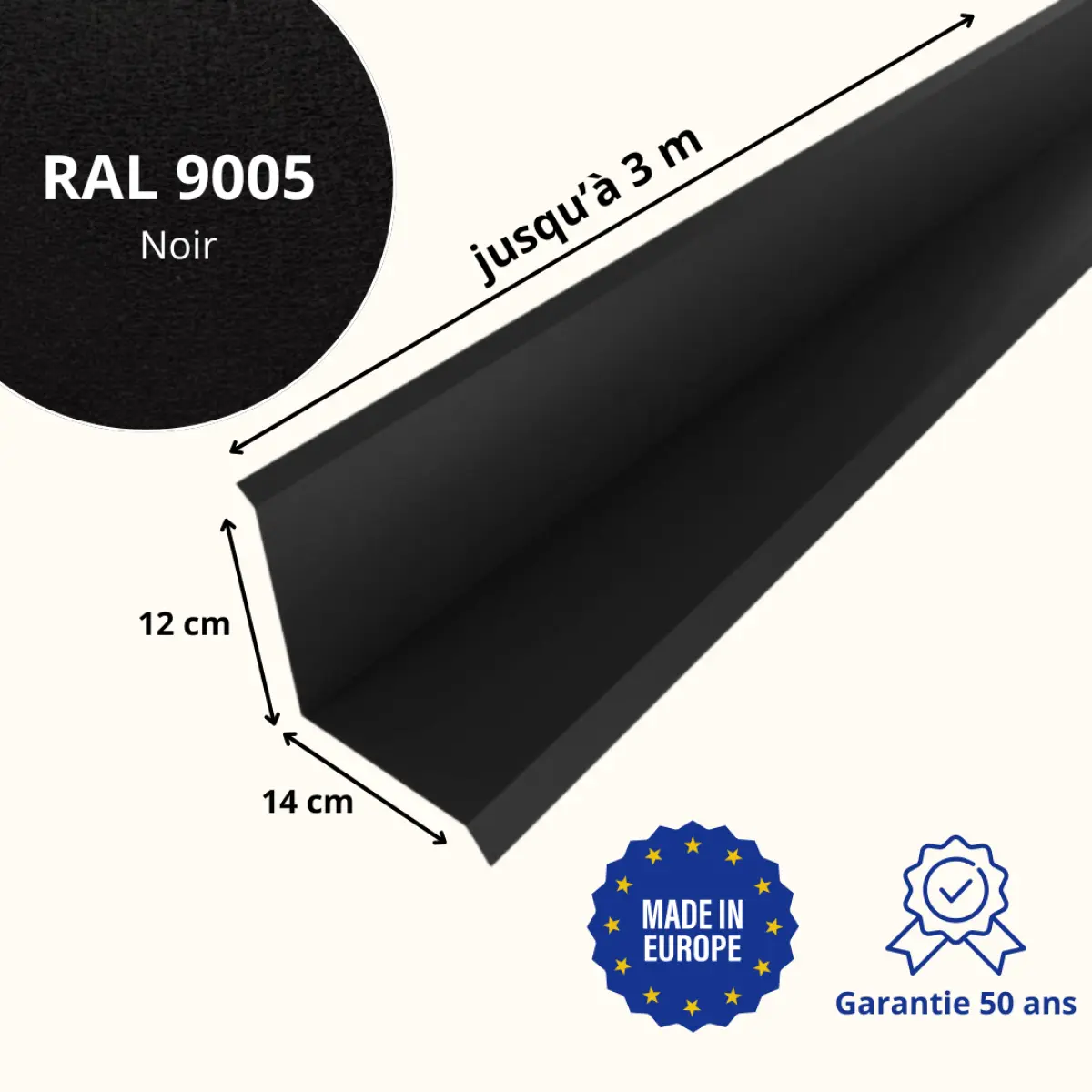 Solin de toiture Noir mat