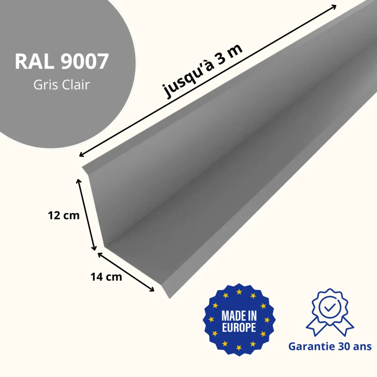 Solin de toiture Gris Clair brillant