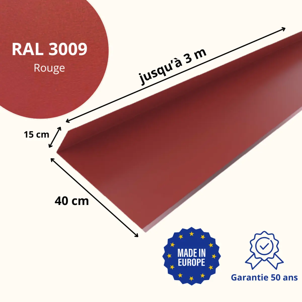 Solin de haut de cheminée Rouge Mat