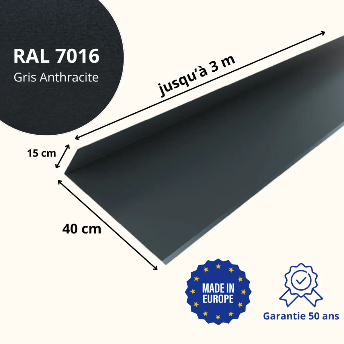 Solin de haut de cheminée Gris Anthracite Mat