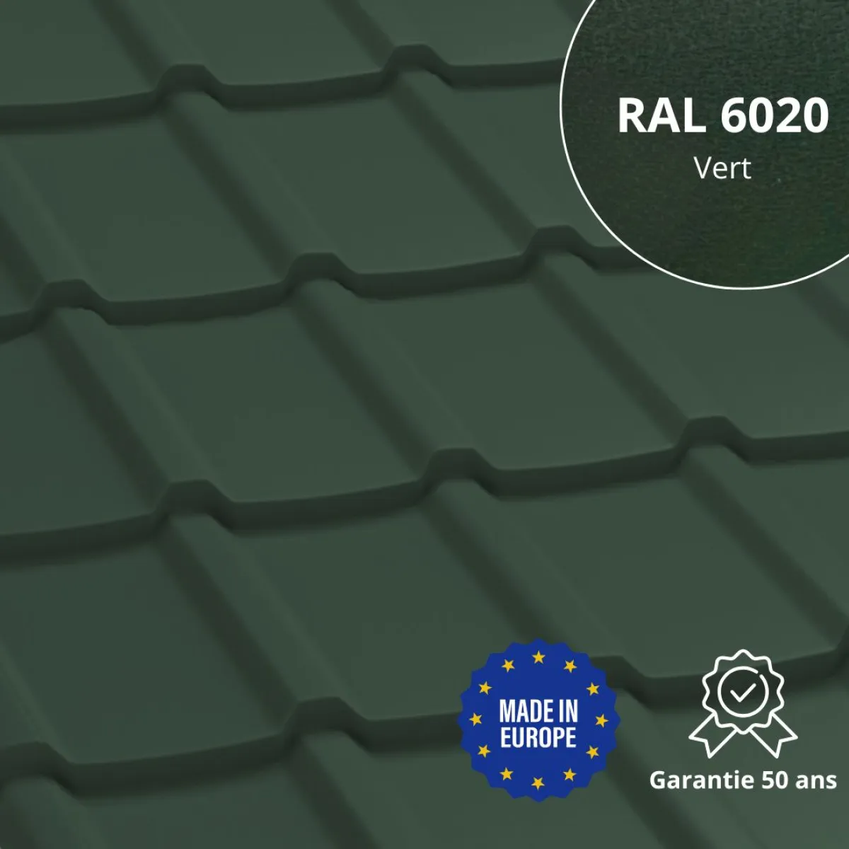 Tôle imitation tuile Allano Vert mat