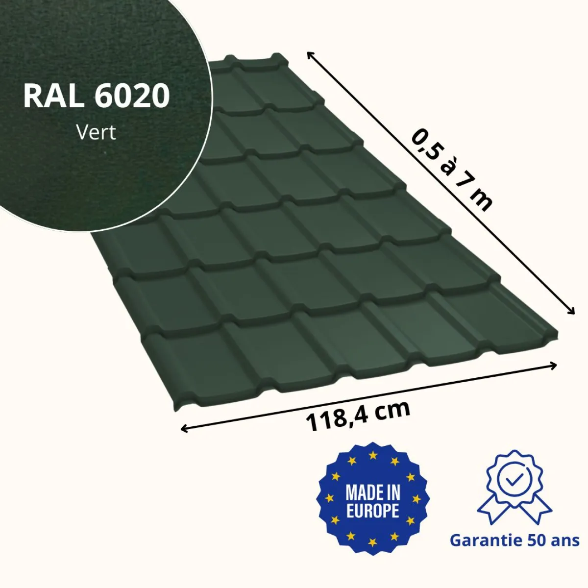 Tôle imitation tuile Allano Vert mat