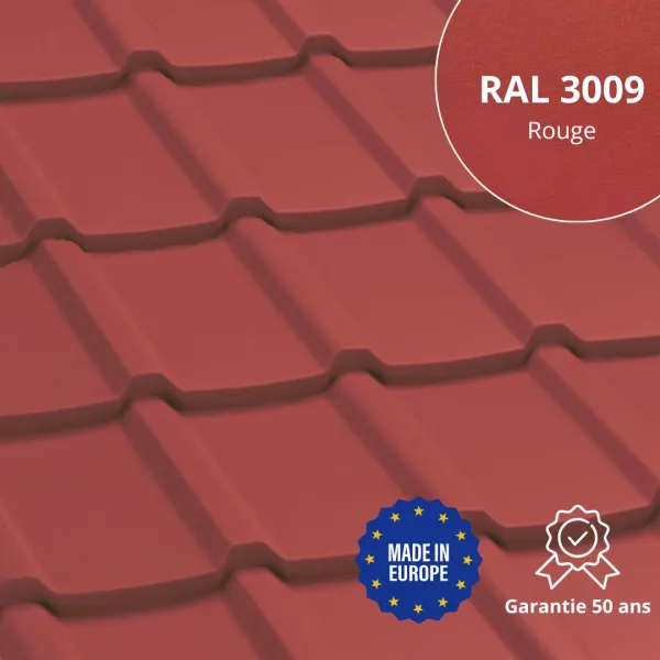 Tôle imitation tuile Allano Rouge mat - 1