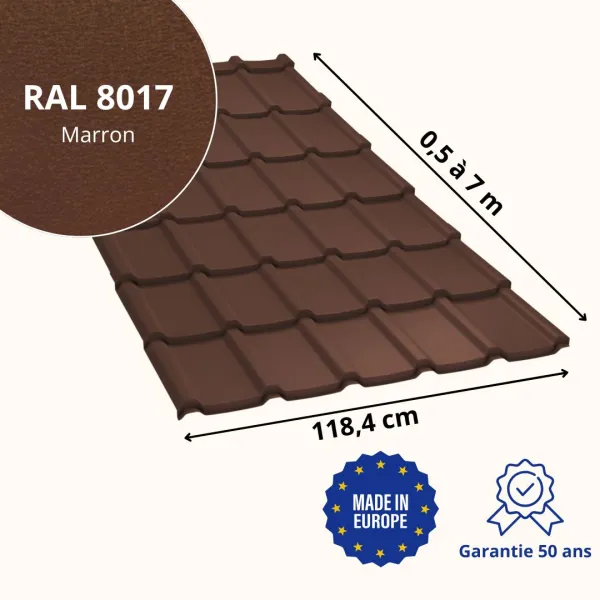 Tôle imitation tuile Allano Marron mat - 2