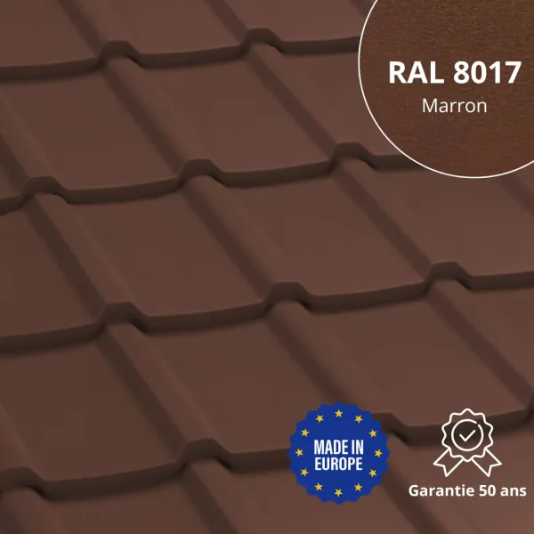 Tôle imitation tuile Allano Marron mat - 1