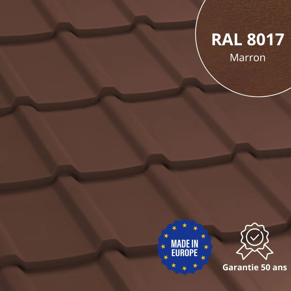 Tôle imitation tuile Allano Marron mat