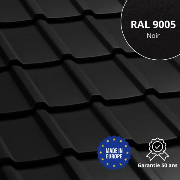 Tôle imitation tuile Allano Noir mat - 1