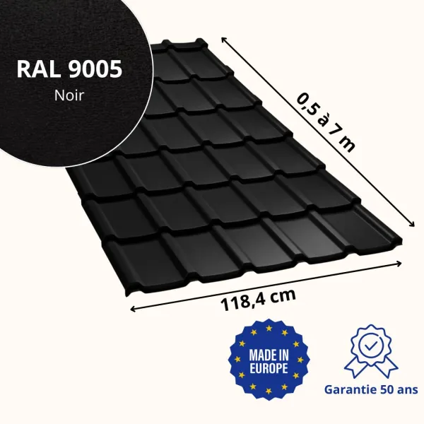 Tôle imitation tuile Allano Noir Mat - 2