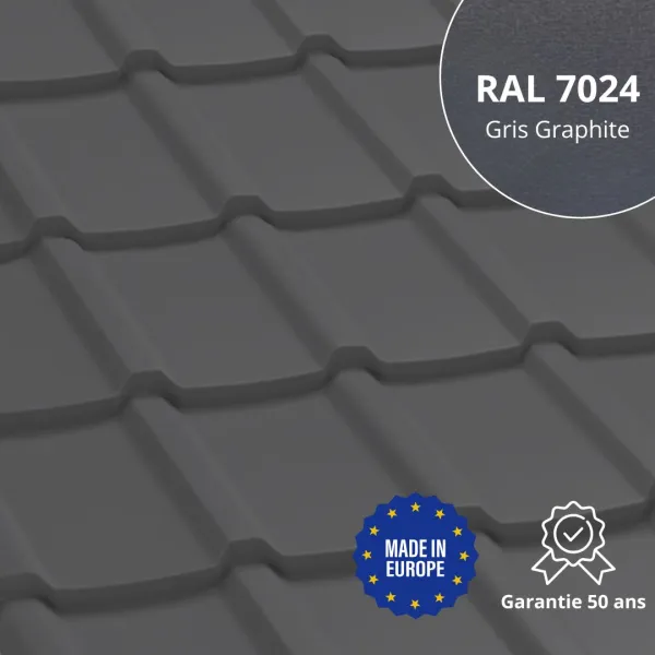 Tôle imitation tuile Allano Gris Graphite mat - 1