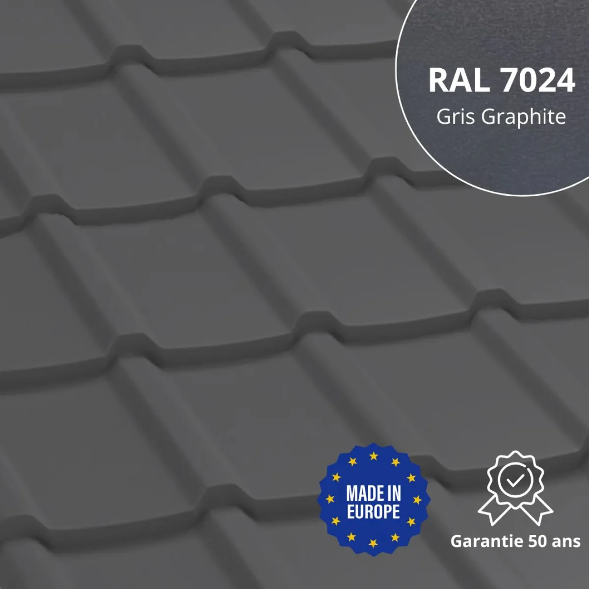 Tôle imitation tuile Allano Gris Graphite mat