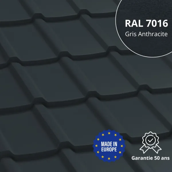Tôle imitation tuile Allano Gris Anthracite mat - 1