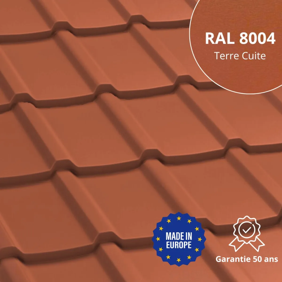 Tôle imitation tuile Allano Terre Cuite mat