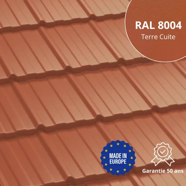 Tôle imitation tuile Horizon Terre Cuite mat - 1