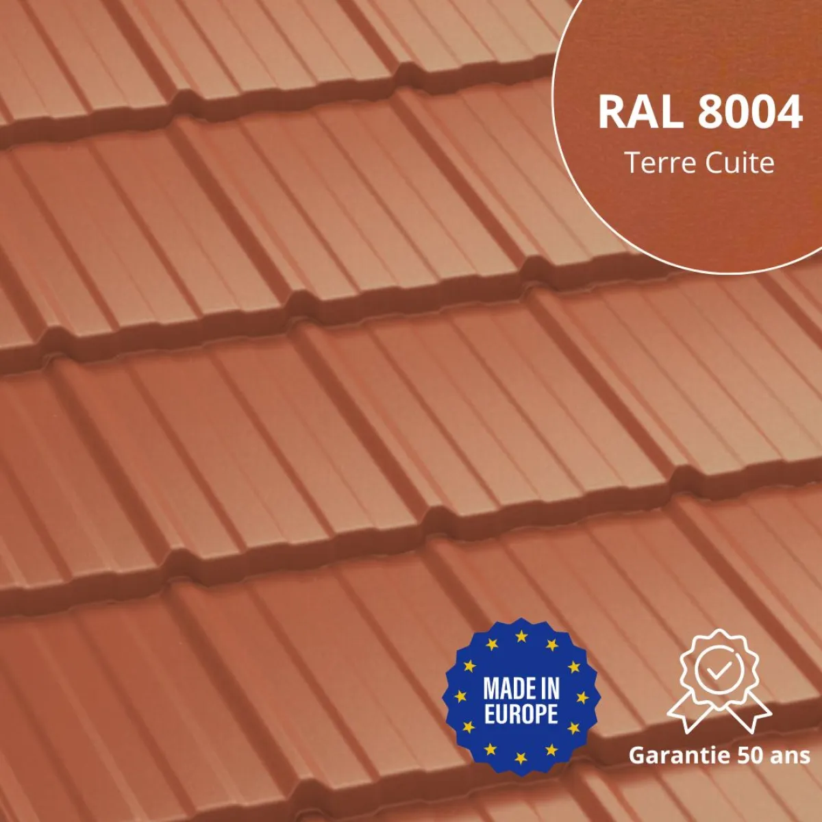 Tôle imitation tuile Horizon Terre Cuite mat