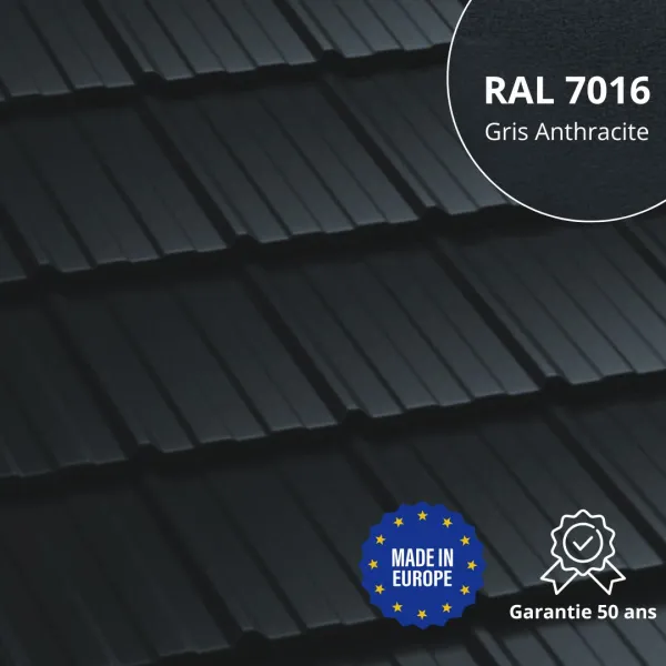Tôle imitation tuile Horizon Gris Anthracite Mat