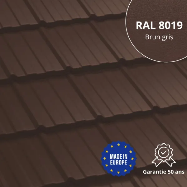 Tôle imitation tuile Horizon Brun Gris Mat