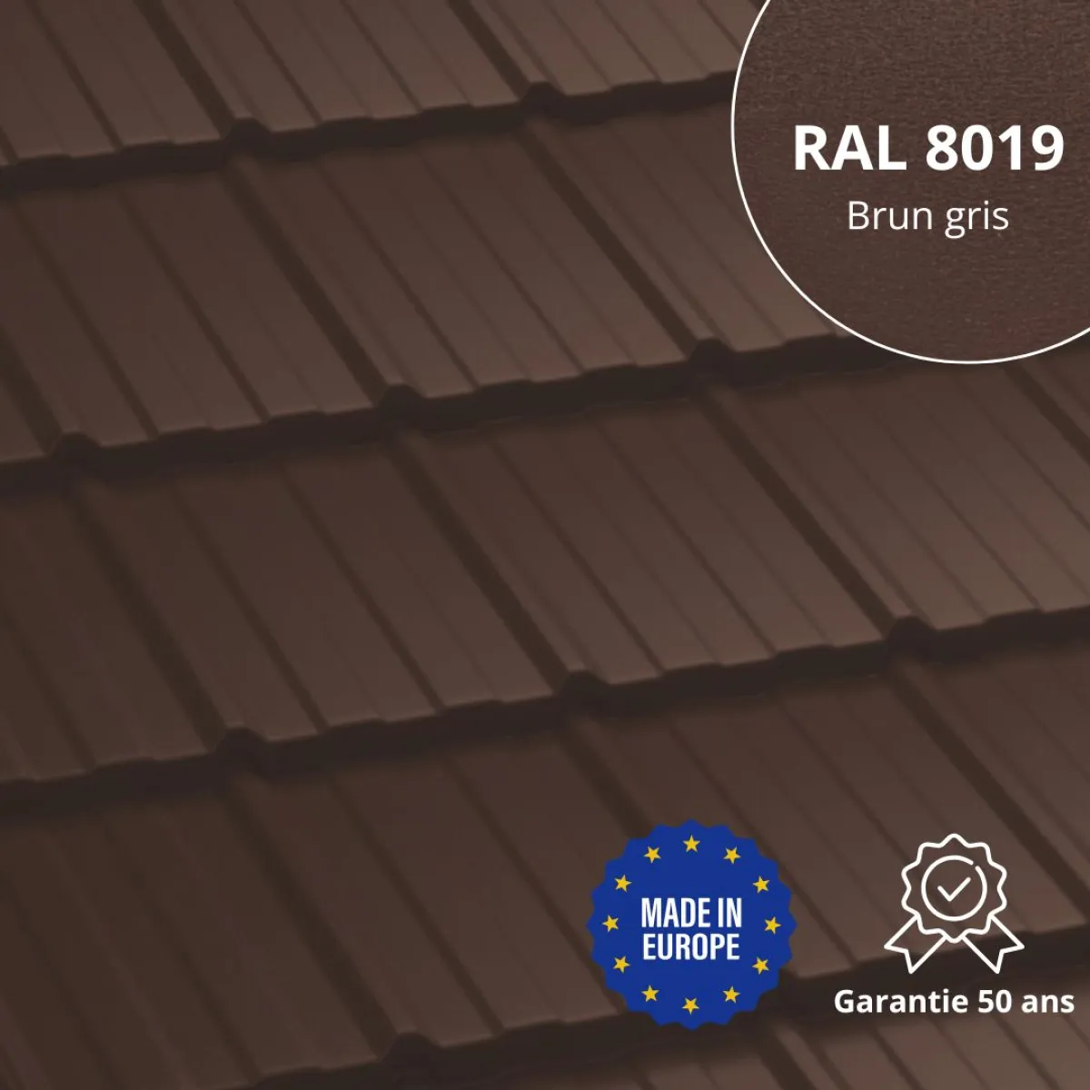 Tôle imitation tuile Horizon Brun Gris mat