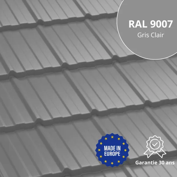 Tôle imitation tuile Horizon Gris Clair brillant - 1