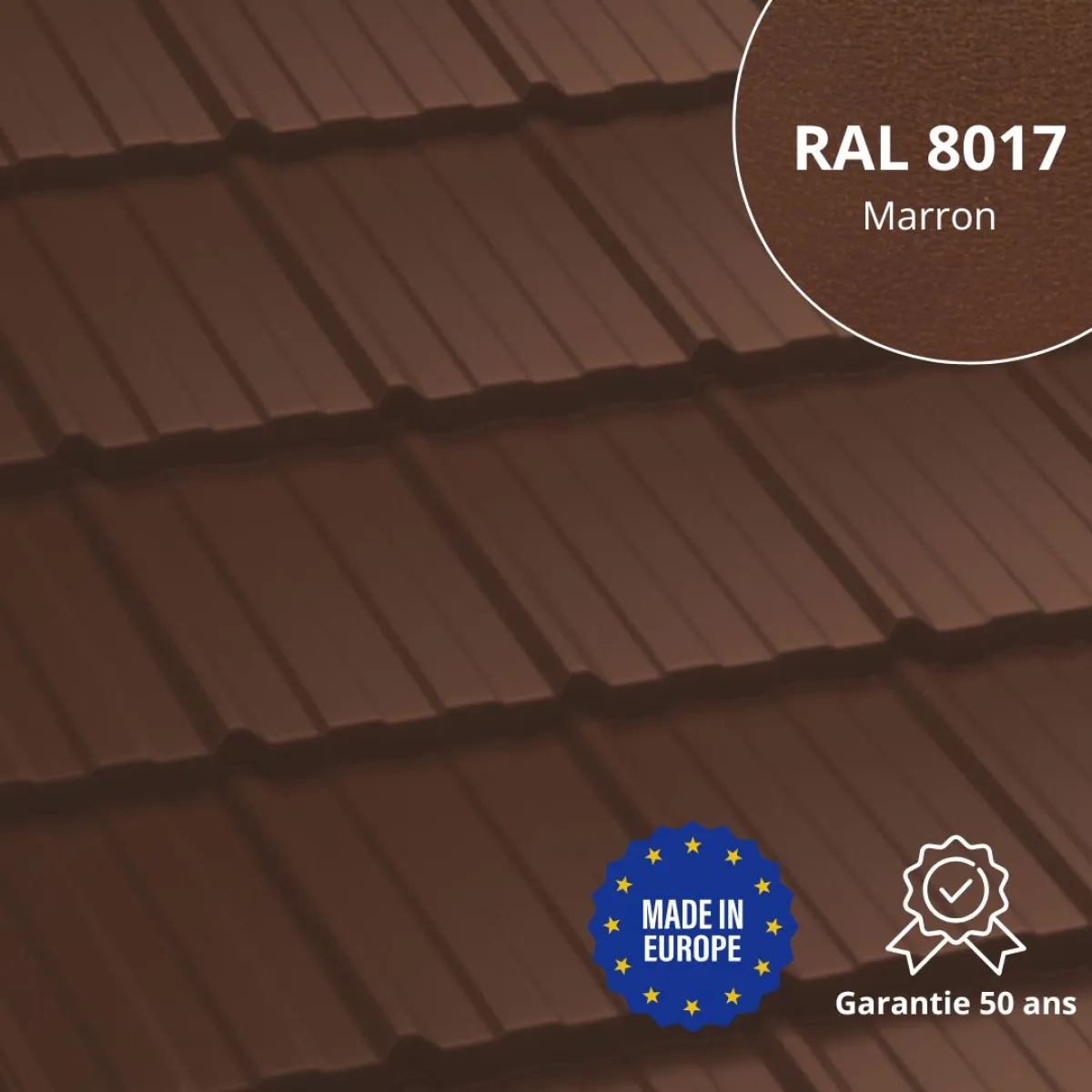 Tôle imitation tuile Horizon Marron mat