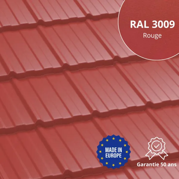 Tôle imitation tuile Horizon Rouge Mat - 1