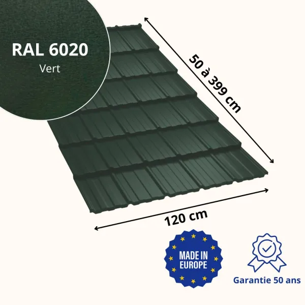 Tôle imitation tuile Horizon Vert mat - 2