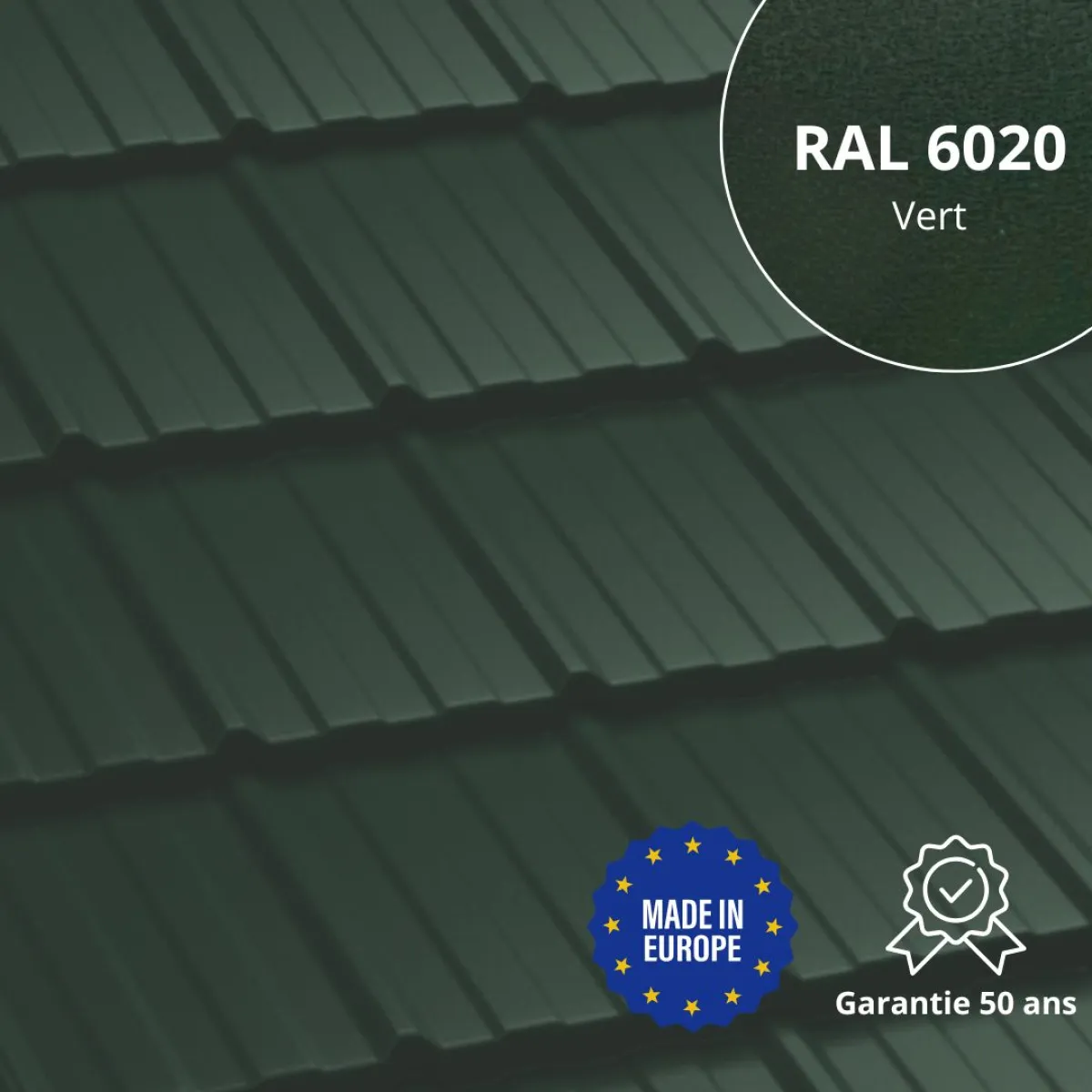 Tôle imitation tuile Horizon Vert mat