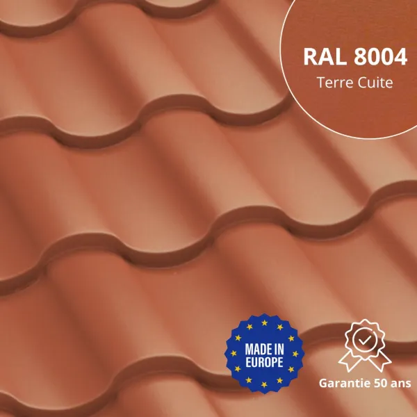 Tôle imitation tuile Centro Terre Cuite Mat