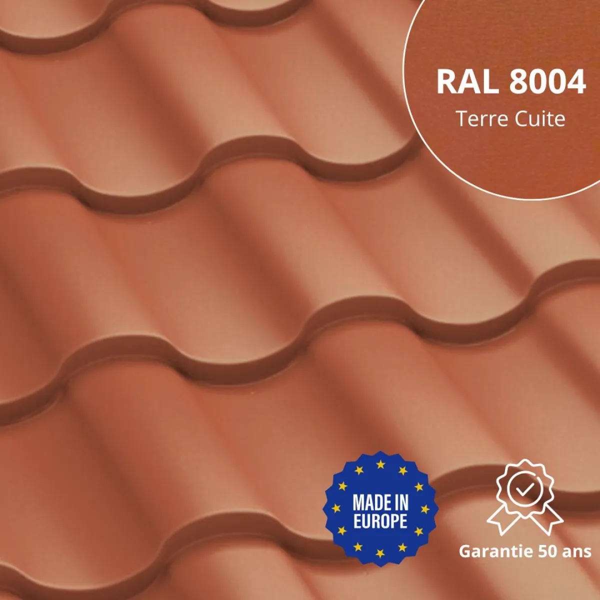 Tôle imitation tuile Centro Terre Cuite mat
