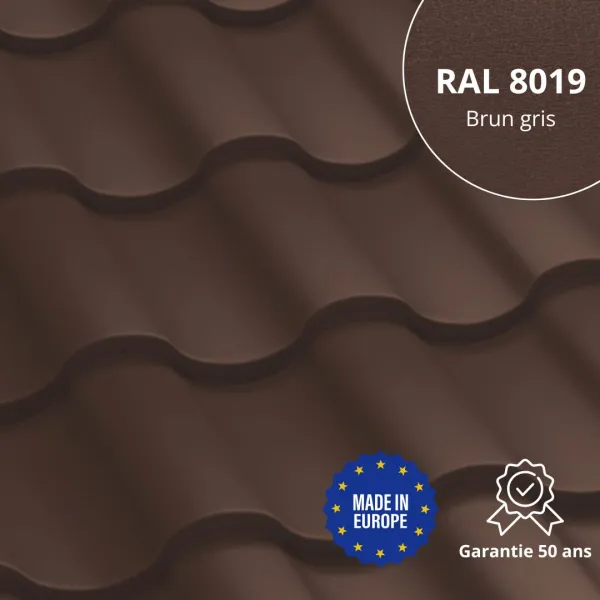 Tôle imitation tuile Centro Brun Gris Mat