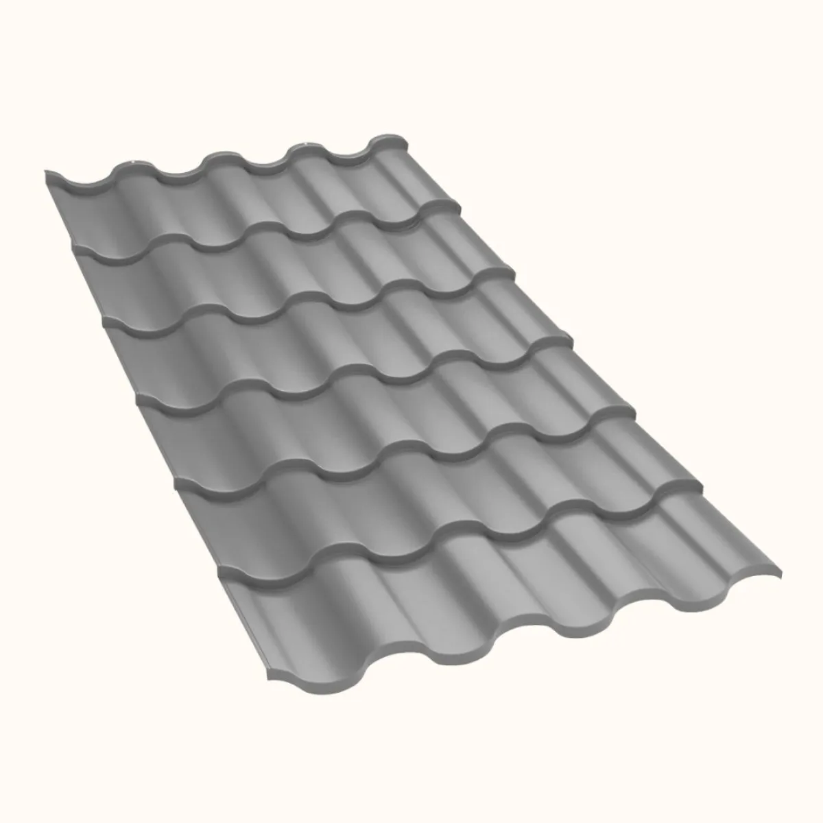 Tôle imitation tuile Centro Gris Clair brillant