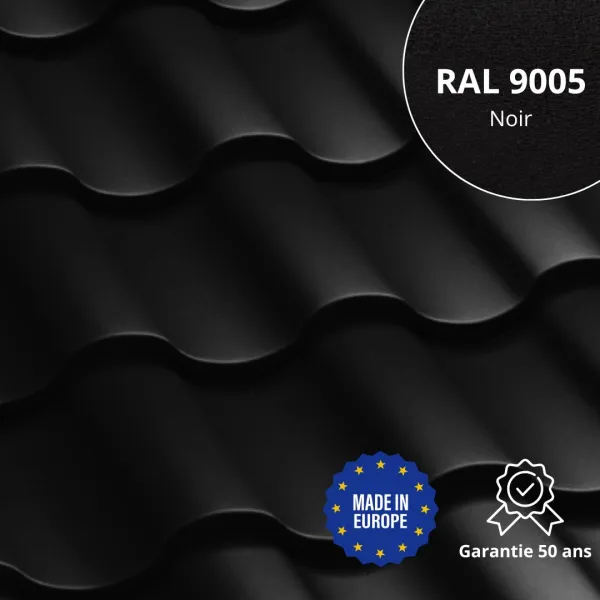 Tôle imitation tuile Centro Noir Mat