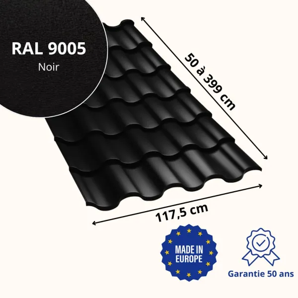 Tôle imitation tuile Centro Noir mat - 2
