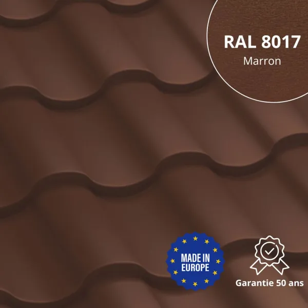 Tôle imitation tuile Centro Marron Mat