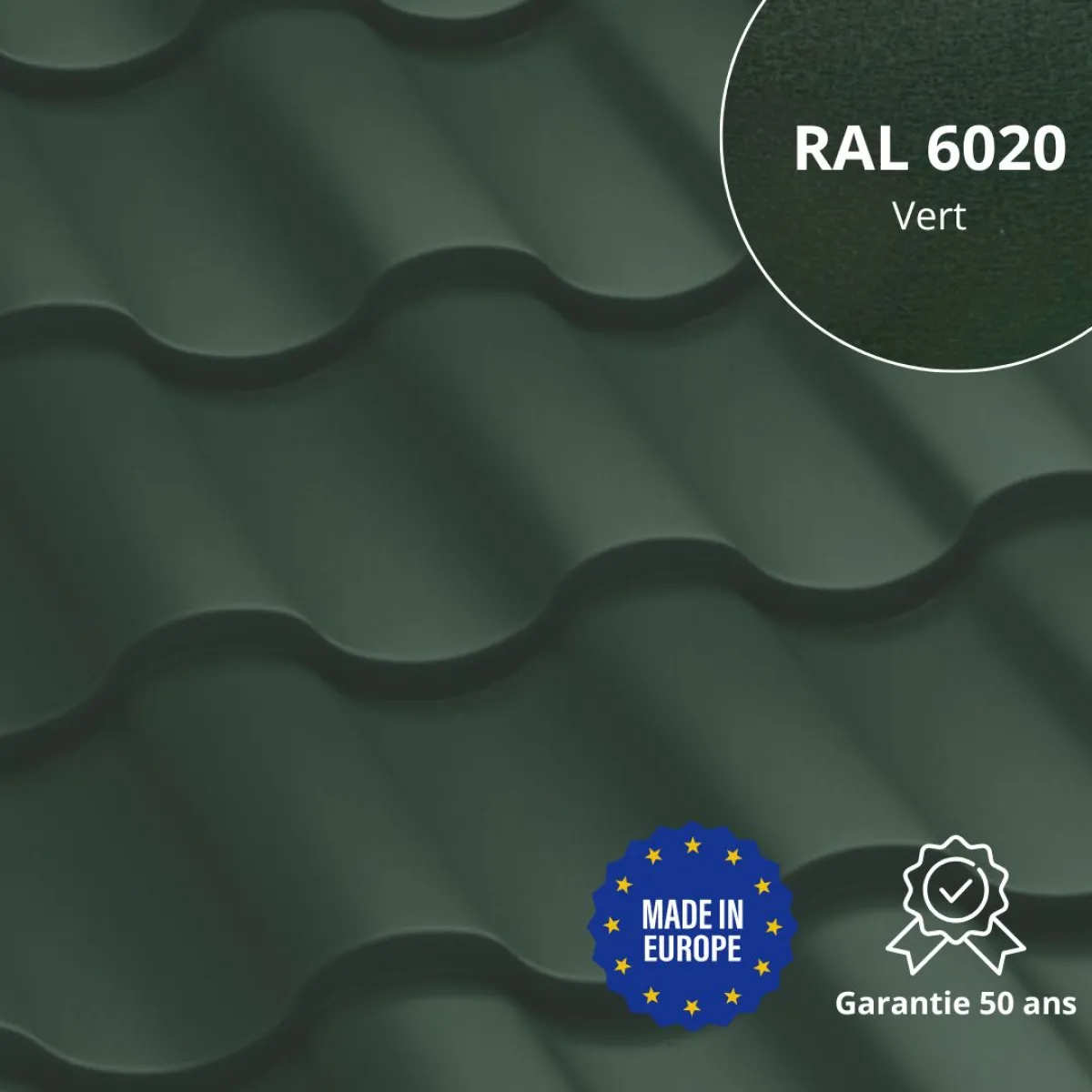 Tôle imitation tuile Centro Vert mat