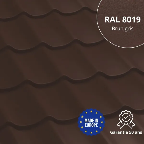 Tôle imitation tuile Platino Brun Gris Mat
