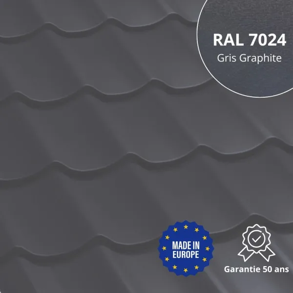 Tôle imitation tuile Platino Gris Graphite mat - 1