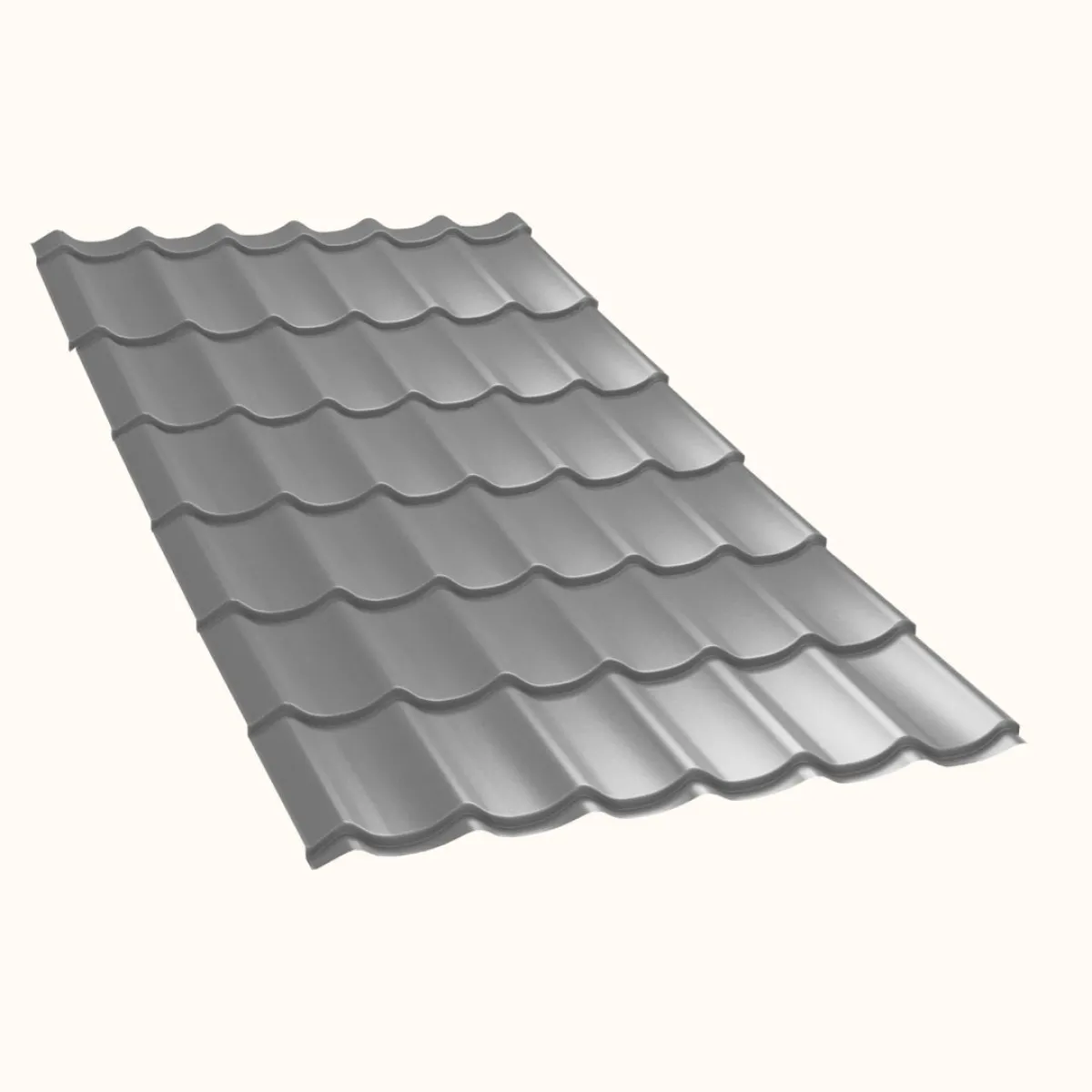 Tôle imitation tuile Platino Gris Clair brillant