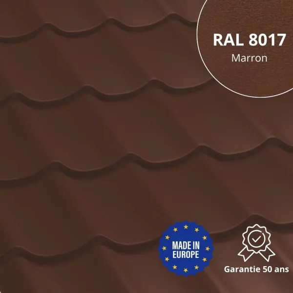 Tôle imitation tuile Platino Marron mat - 1