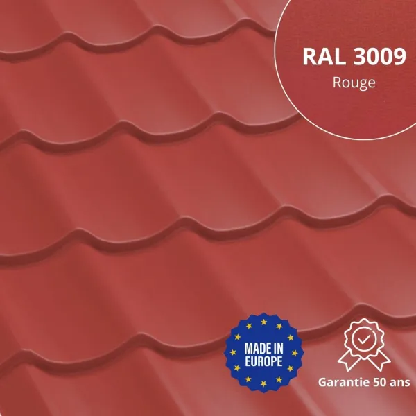 Tôle imitation tuile Platino Rouge mat - 1