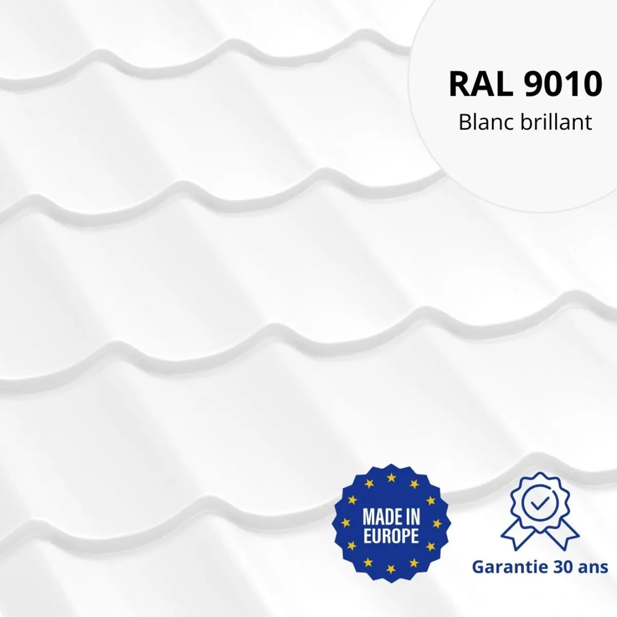 Tôle imitation tuile Platino Blanc brillant