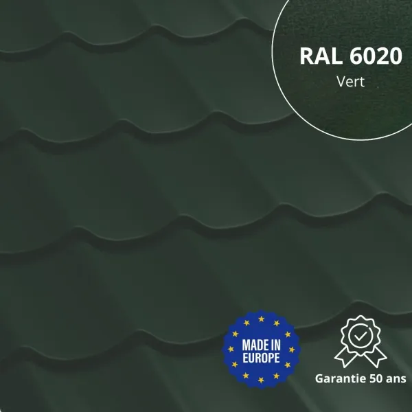 Tôle imitation tuile Platino Vert mat - 1