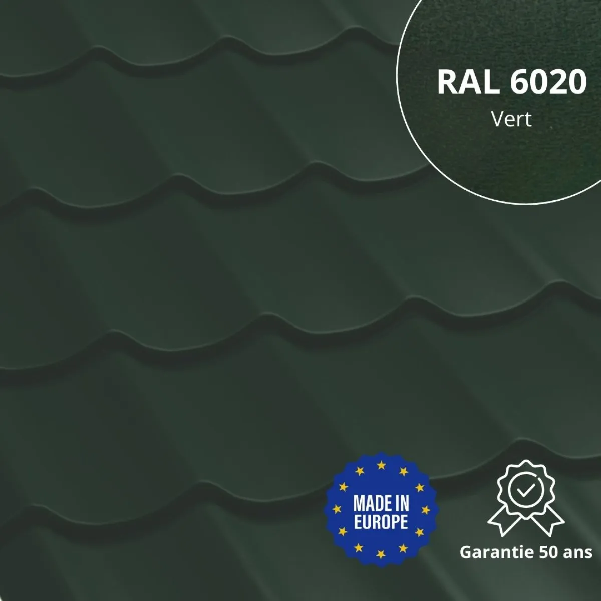 Tôle imitation tuile Platino Vert mat