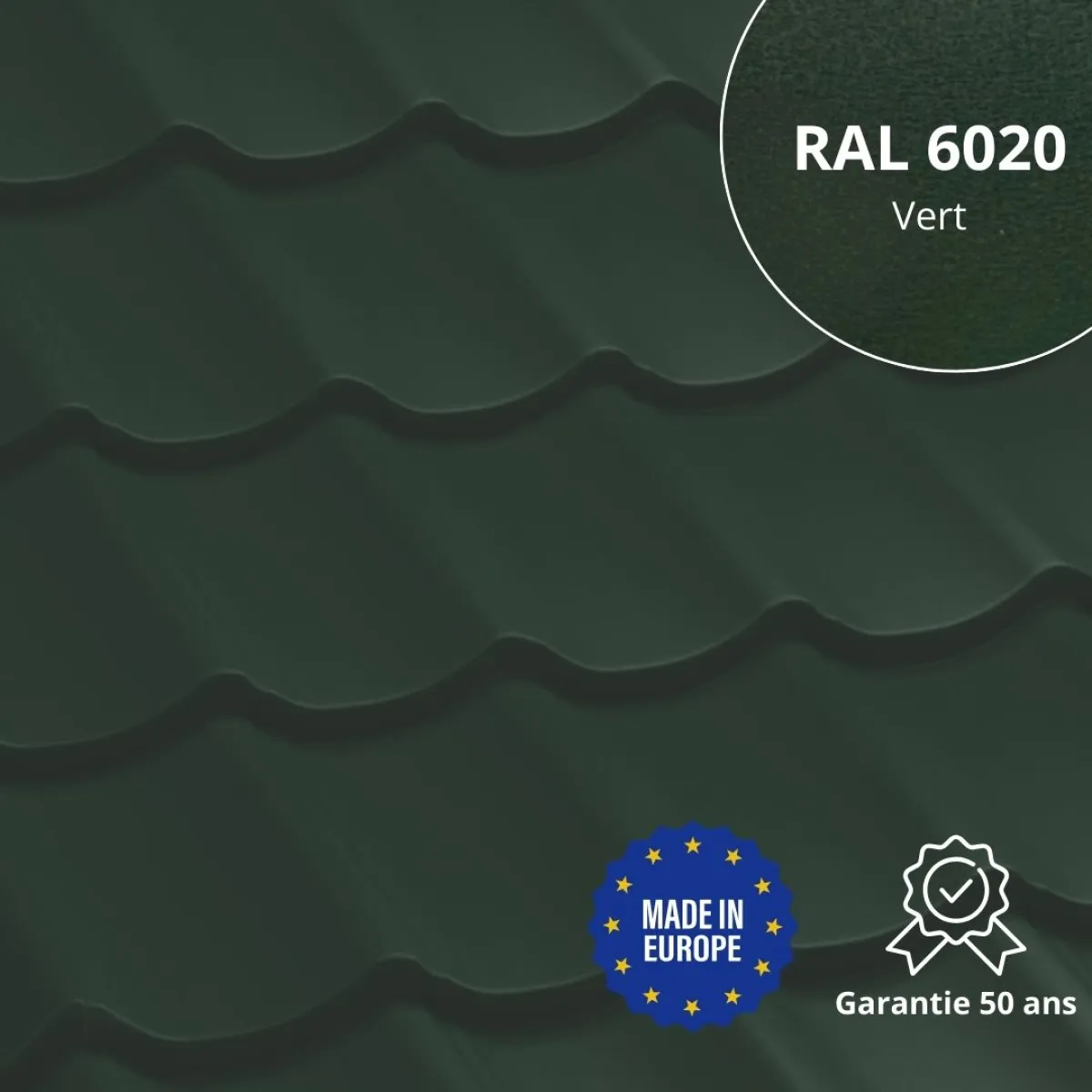 Tôle imitation tuile Vello Vert mat
