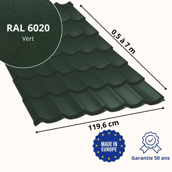 Tôle imitation tuile Vello Vert mat - 2