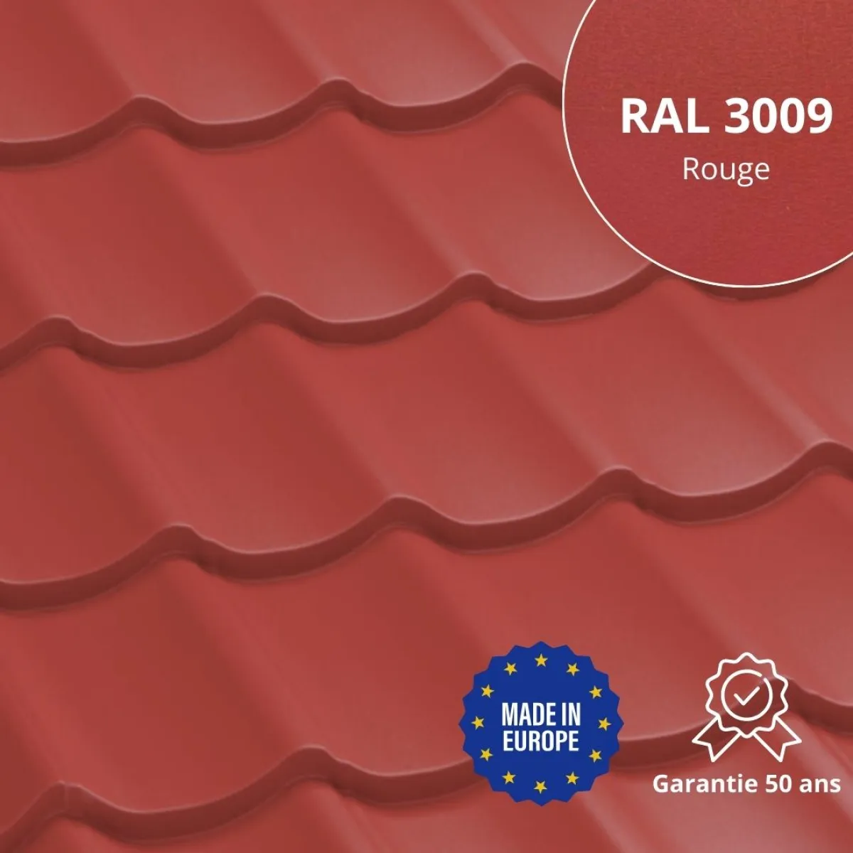 Tôle imitation tuile Vello Rouge mat