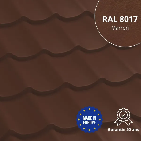 Tôle imitation tuile Vello Marron mat - 1