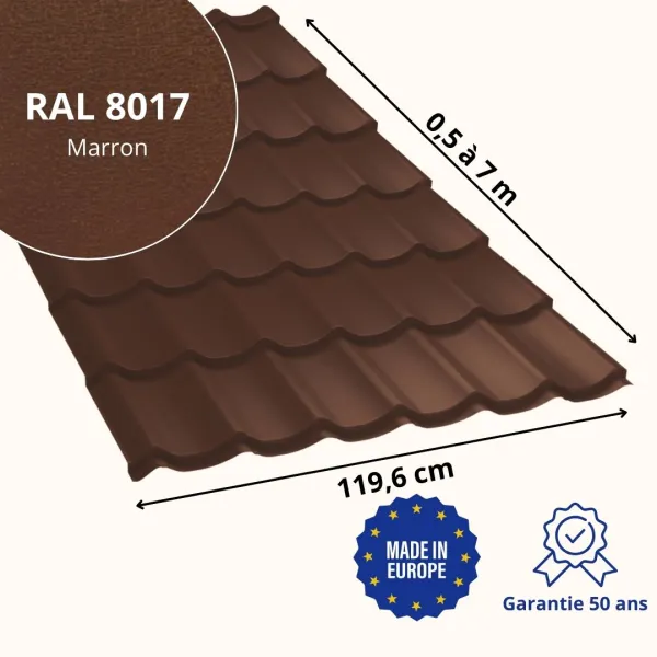Tôle imitation tuile Vello Marron mat - 2