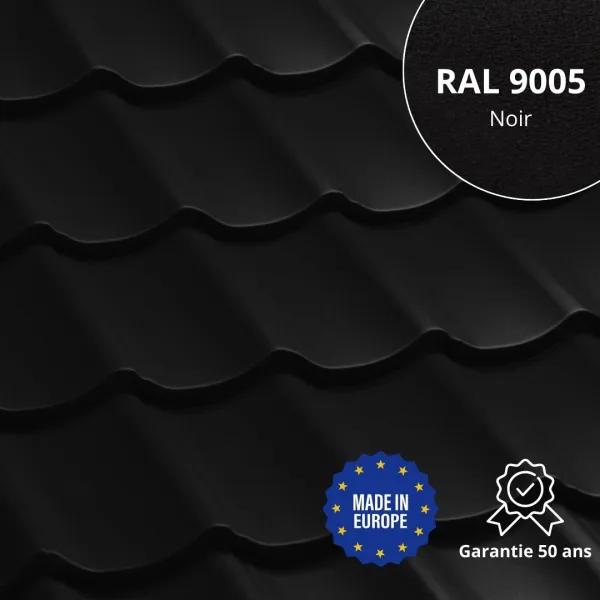 Tôle imitation tuile Vello Noir Mat