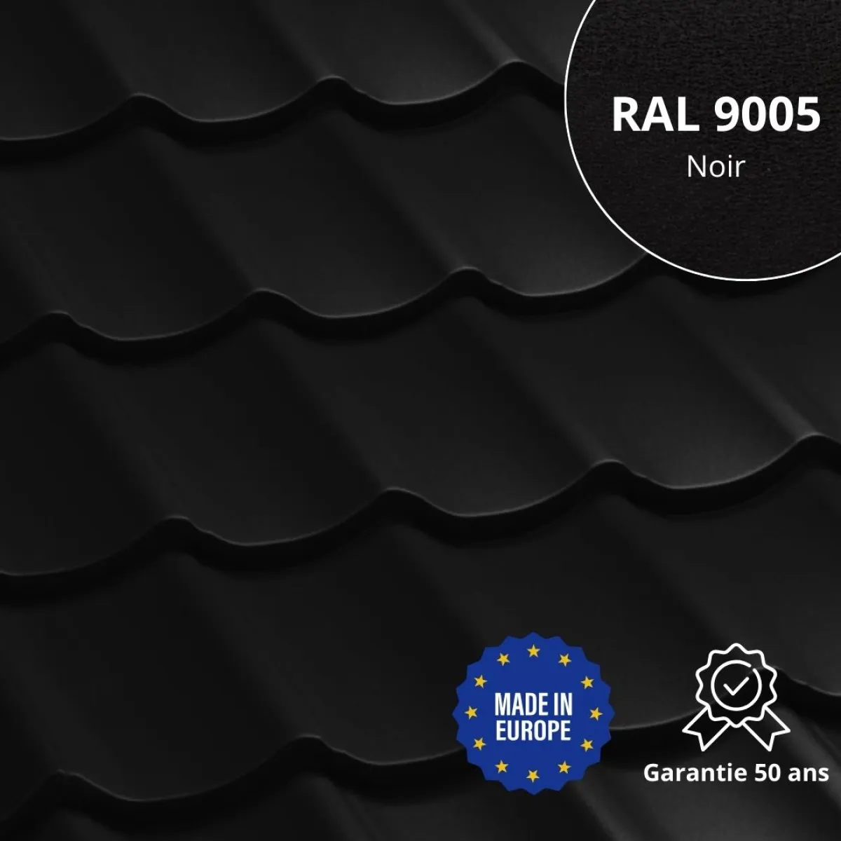 Tôle imitation tuile Vello Noir mat