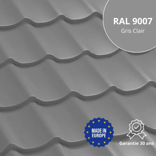 Tôle imitation tuile Vello Gris Clair brillant - 1